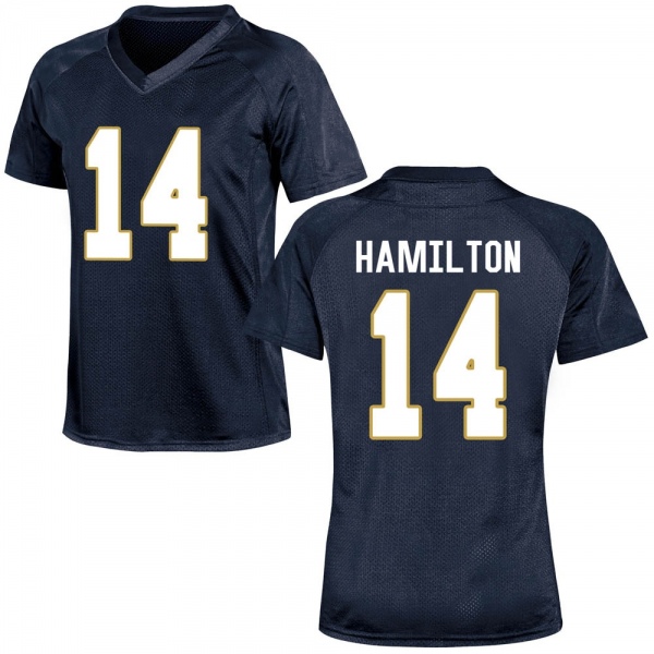 Kyle Hamilton Notre Dame Fighting Irish NCAA Women's #14 Navy Blue Game College Stitched Football Jersey EJY0155AW